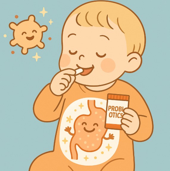 아기가 유산균을 기분 좋게 먹는 모습