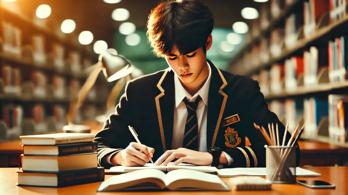 수험생이 공부 하고 있는 사진