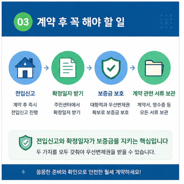 월세 계약 후 전입신고와 확정일자 등 보증금을 보호하기 위한 필수 절차 정리