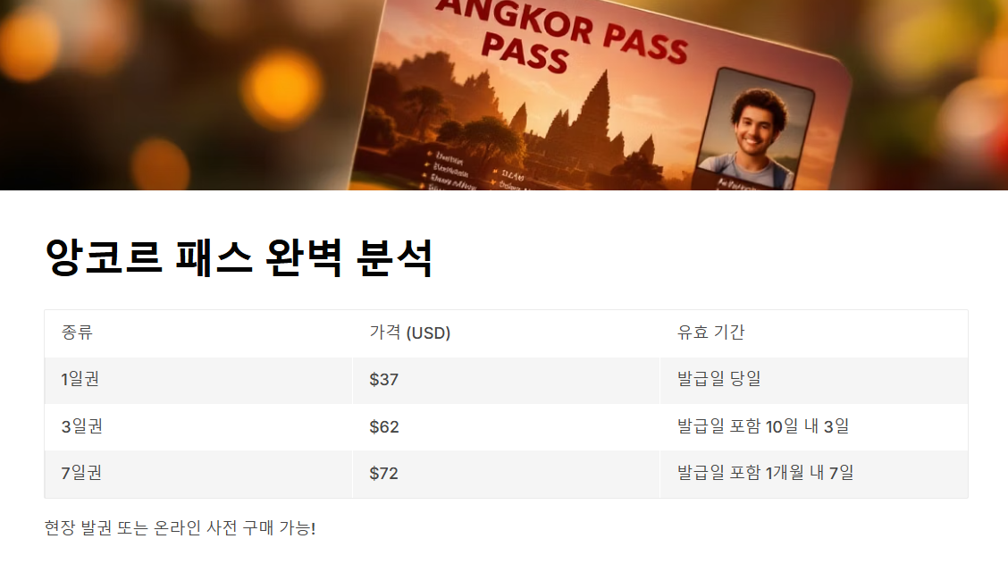 앙코르 와트 패키지 여행 준비물 티켓구매 관람 루트 총정리