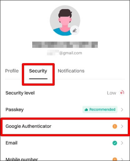 보안탭에서 구글 OTP 버튼 클릭해서 들어가는 메뉴