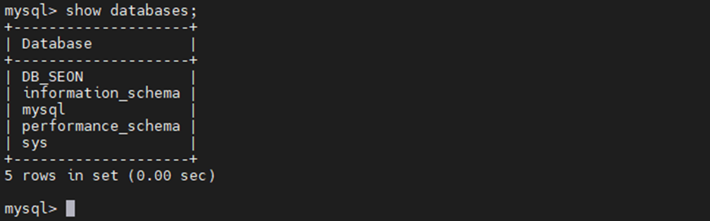 show databases; 테스트 화면