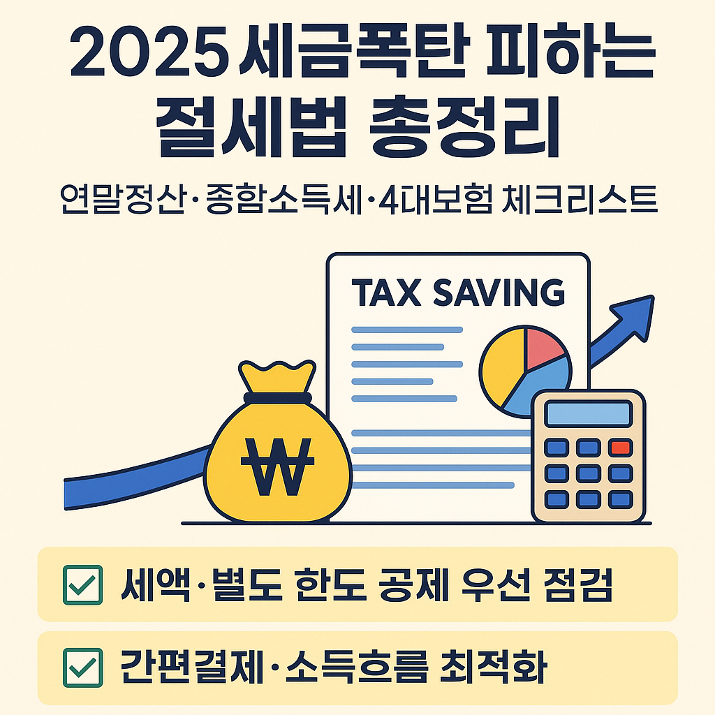 2025 세금폭탄 피하는 절세법 총정리 — 연말정산·종합소득세·4대보험 체크리스트