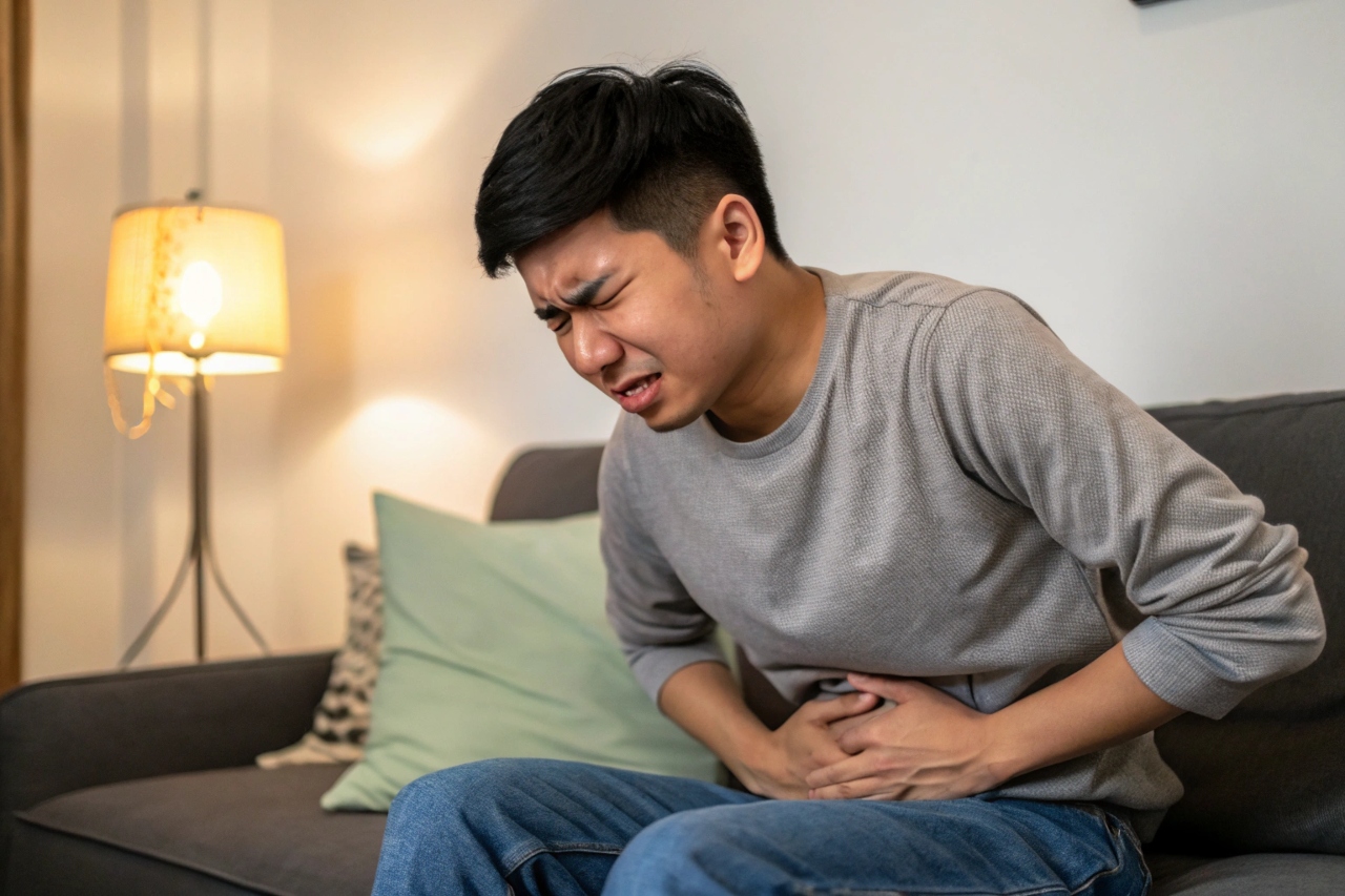 배가 아픈 남자