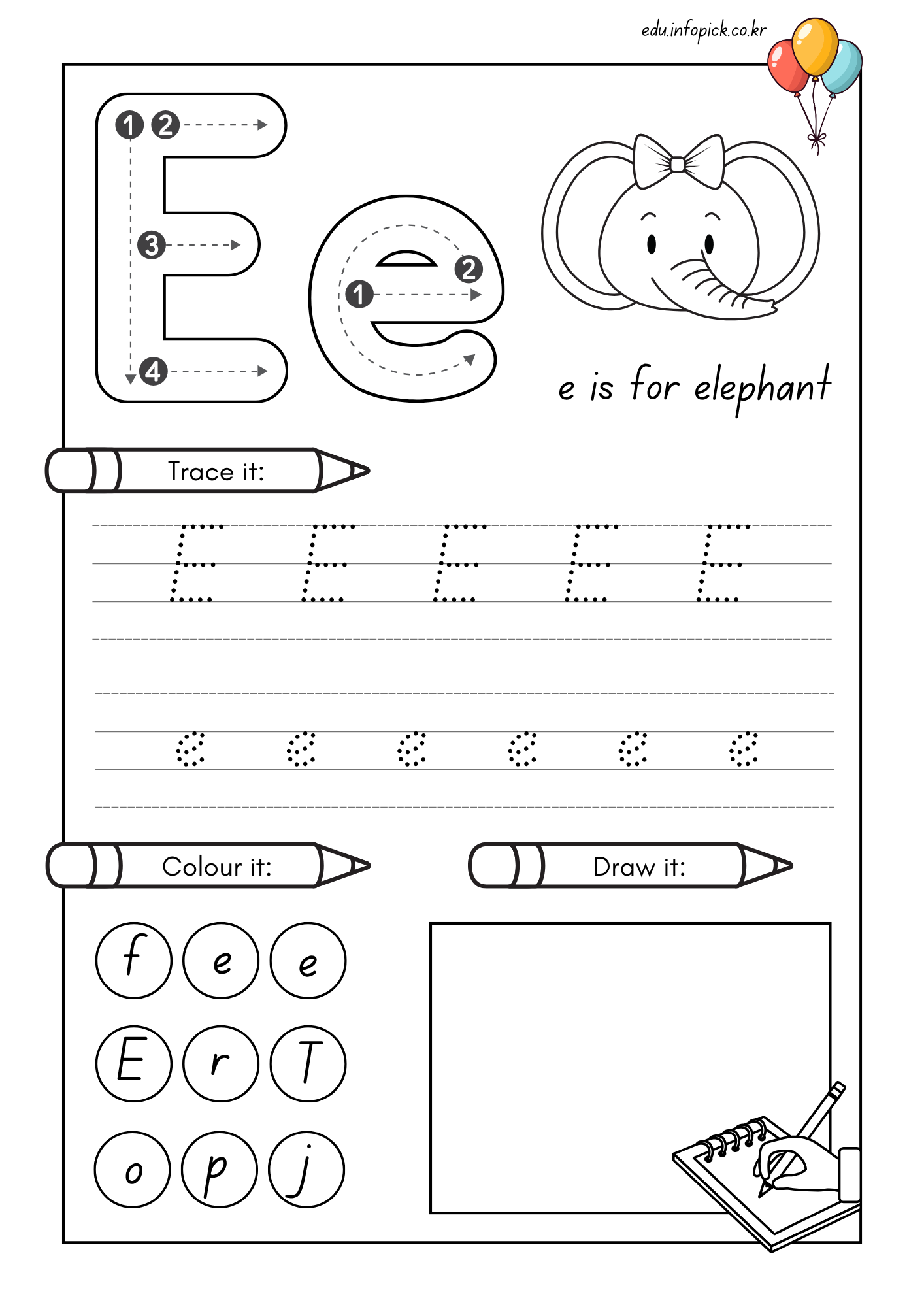 영어 알파벳 따라 쓰기 무료 도안 pdf 파일 색칠 공부 한 번에!
