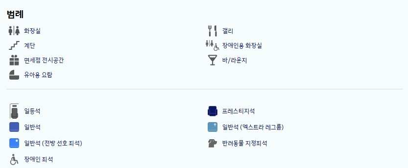 대한항공 에어버스 A380 기본정보, 좌석배치도, 좌석 간격