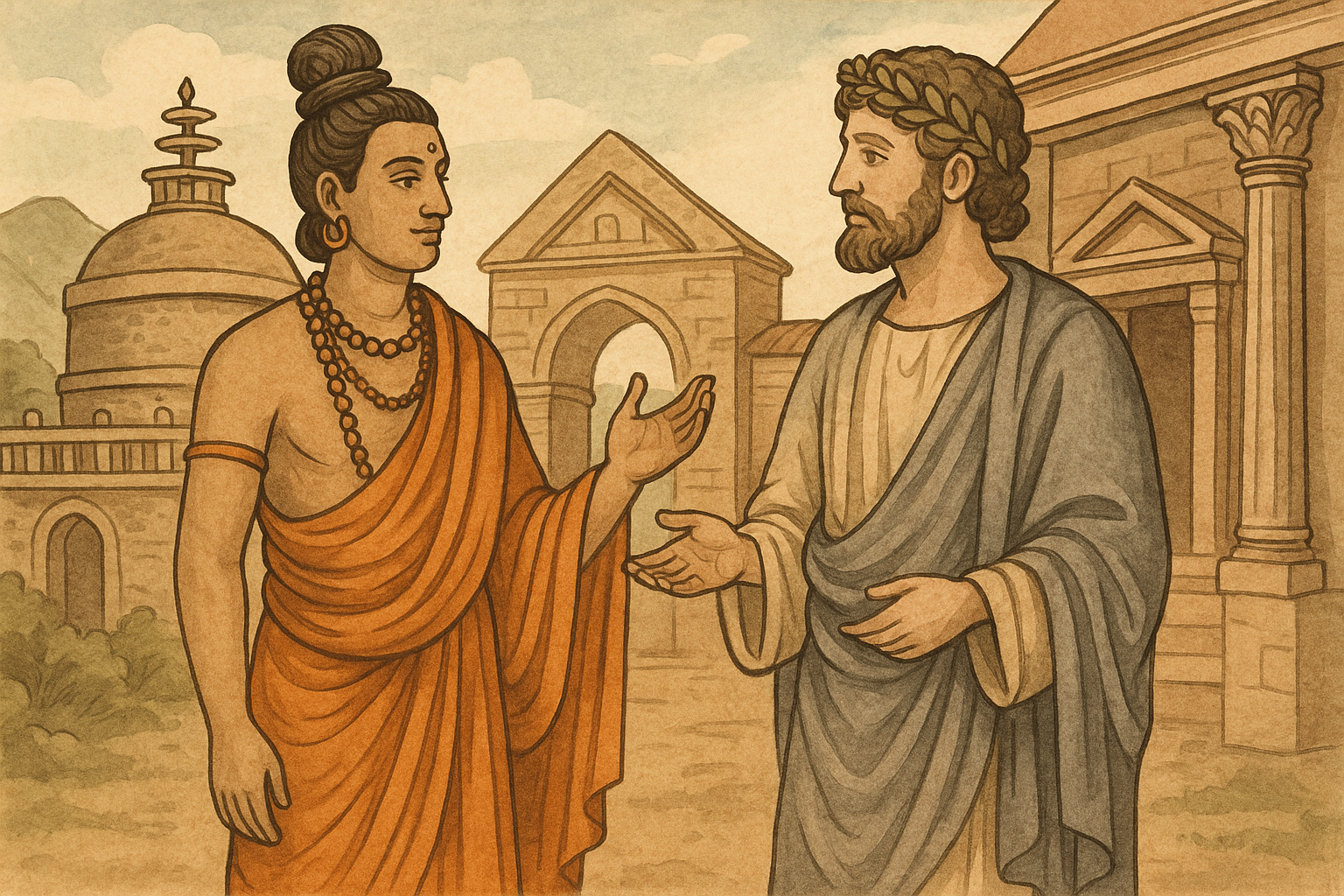 인도 전통 복식을 입은 사람들 문화 교류 이미지