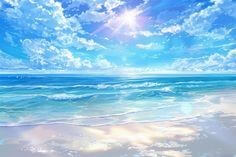 뭉게-구름이-있는-파란-쪽빛-바다