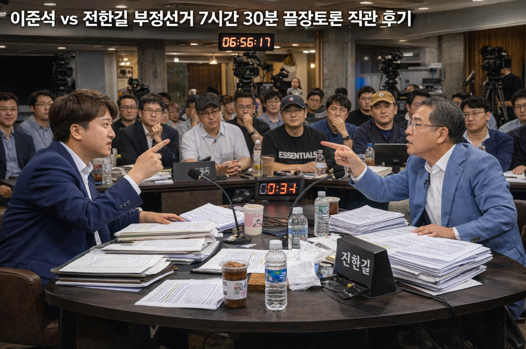 이준석 vs 전한길 부정선거 7시간 30분 끝장토론 현장 핵심 정리