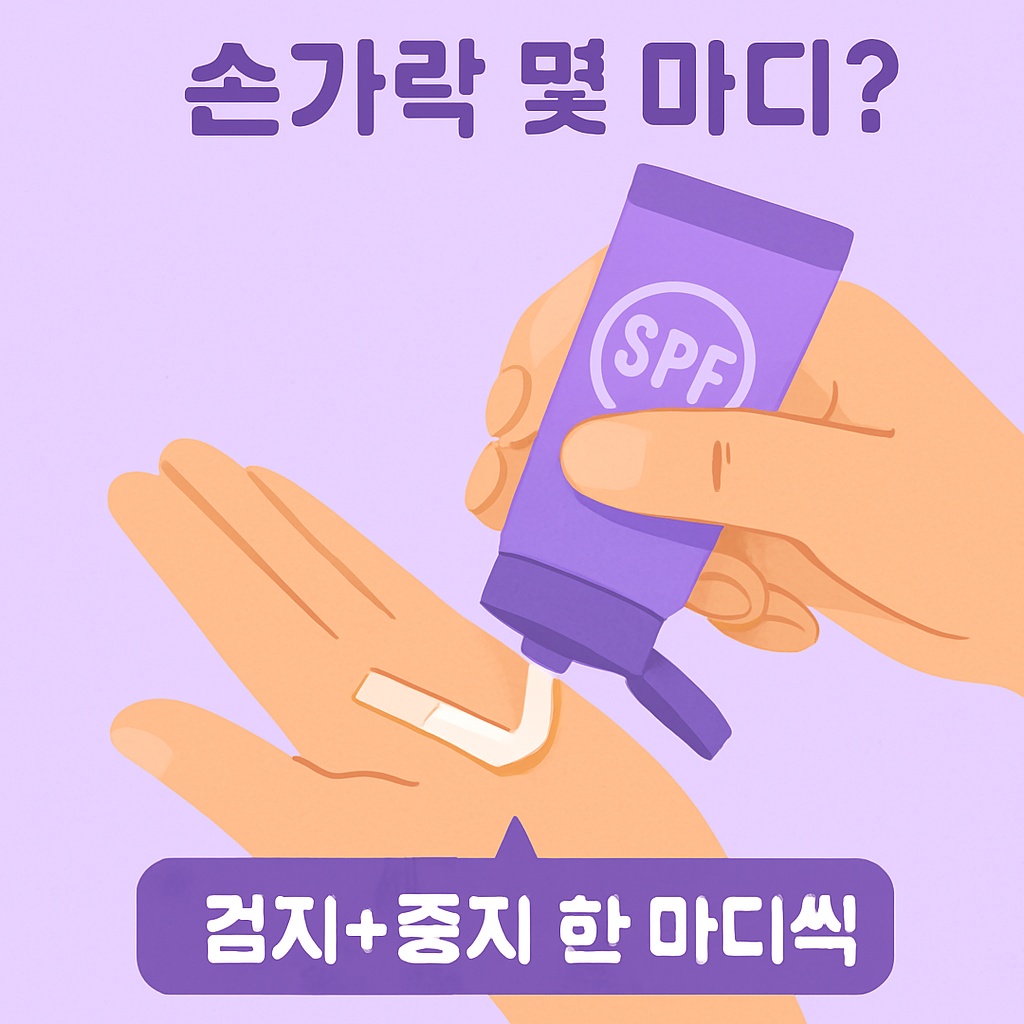 손에 선크림을 펴바르는 1컷 만화
손바닥에 선크림을 짜고 있다.