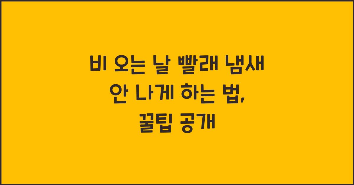 비 오는 날 빨래 냄새 안 나게 하는 법
