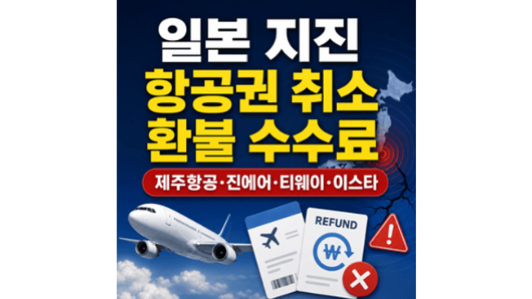 일본-지진-항공권-취소-환불-수수료-제주항공-진에어-티웨이-이스타