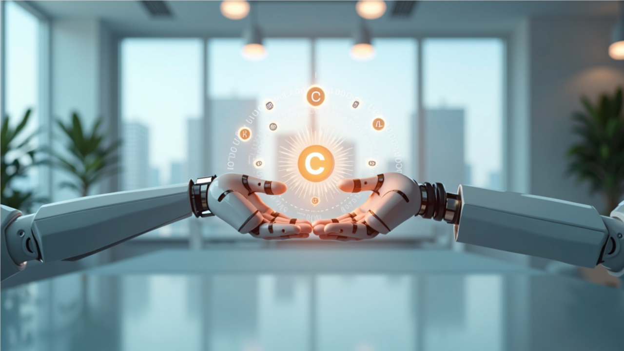 AI 생성 콘텐츠의 저작권 쟁점을 상징화한 이미지