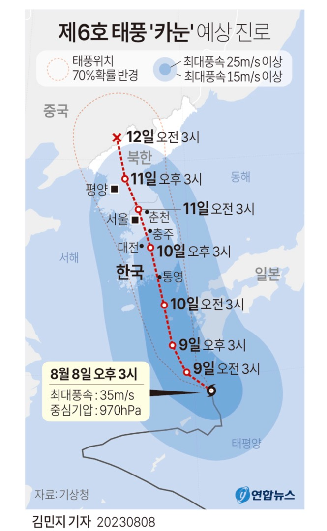 태풍 카눈 예상경로