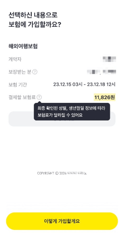 카카오페이해외여행자보험가입5