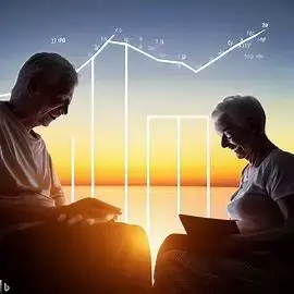 elderly-couple-planning-retirement-with-ascending-investment-graph-background