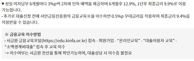 금리혜택(서민금융진흥원)