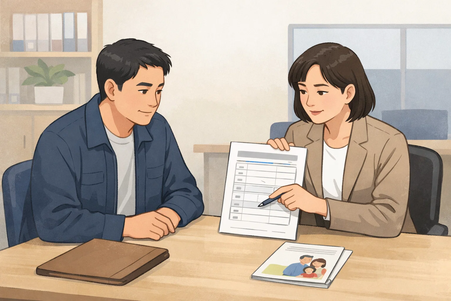 생계급여 부양의무자 기준을 확인할 때 가족이 있어도 자동 탈락이 아니라 상담과 서류 확인으로 실제 가능 여부를 판단하는 장면을 담은 이미지