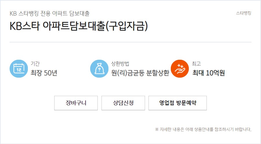 KB스타 아파트담보대출(구입자금)