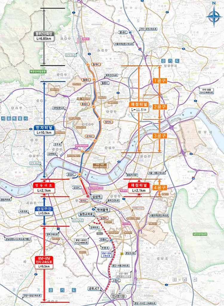 동부간선도로 지하화 사업 위치도