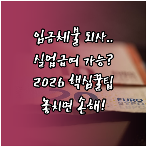 2026년 실업급여 임금체불 자진퇴사..