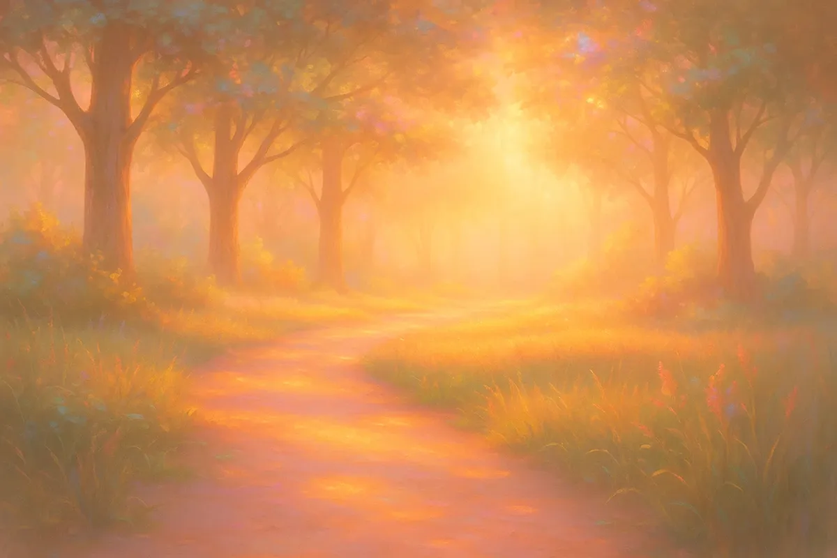 햇살 가득한 마법 같은 숲속 길