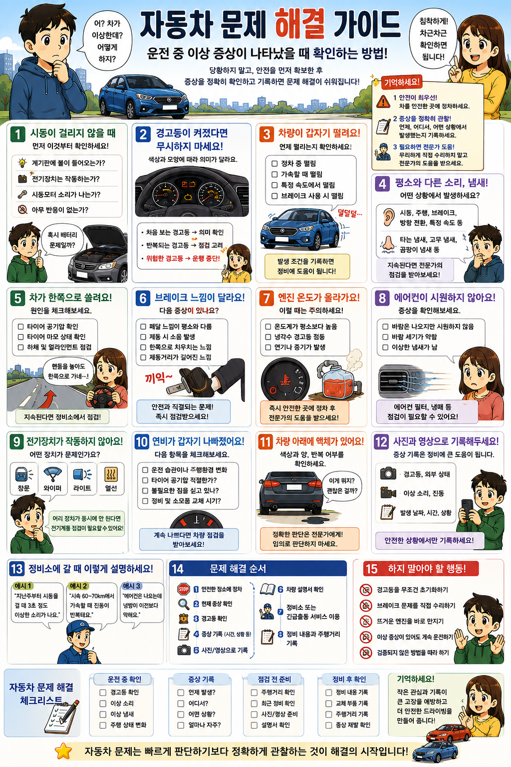 자동차 문제 해결 가이드|운전 중 이상 증상이 나타났을 때 확인하는 방법