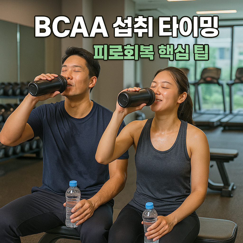 헬스장에서 BCAA 섭취하는 부부