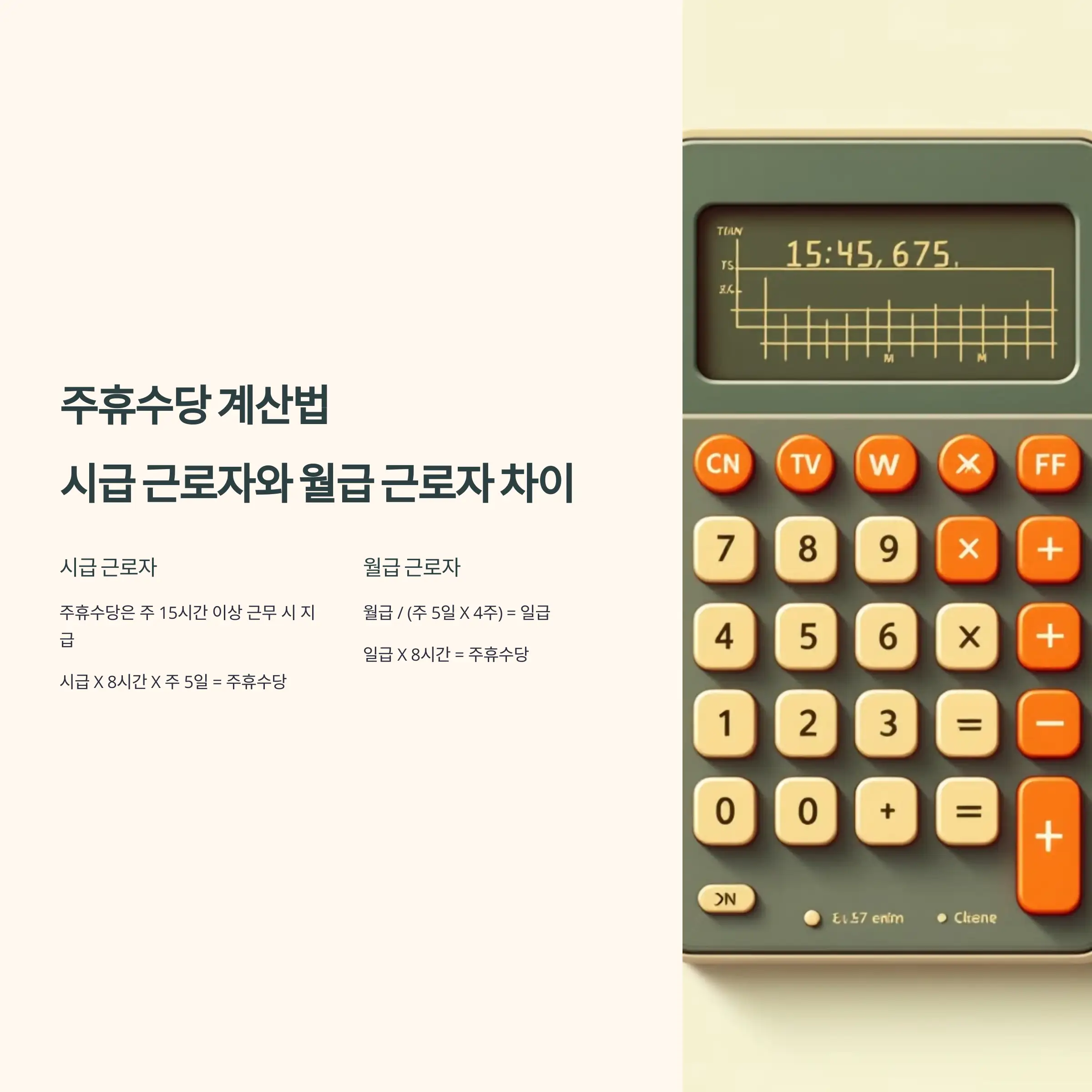 주휴수당 계산법, 시급 근로자와 월급 근로자의 차이 