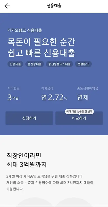 카카오뱅크-신용대출-방법-금리-조건-한도