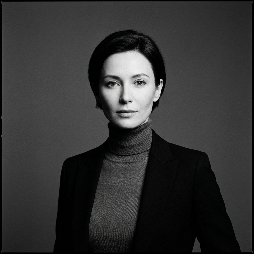 AI 이미지 프롬프트 예시로 생성한 흑백 인물 사진 스타일 포트레이트