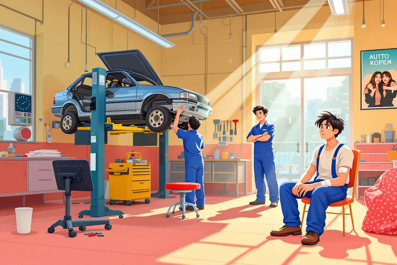 자동차 수리하는 모습