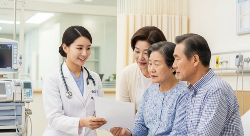 장기요양등급 안내 중인 모습