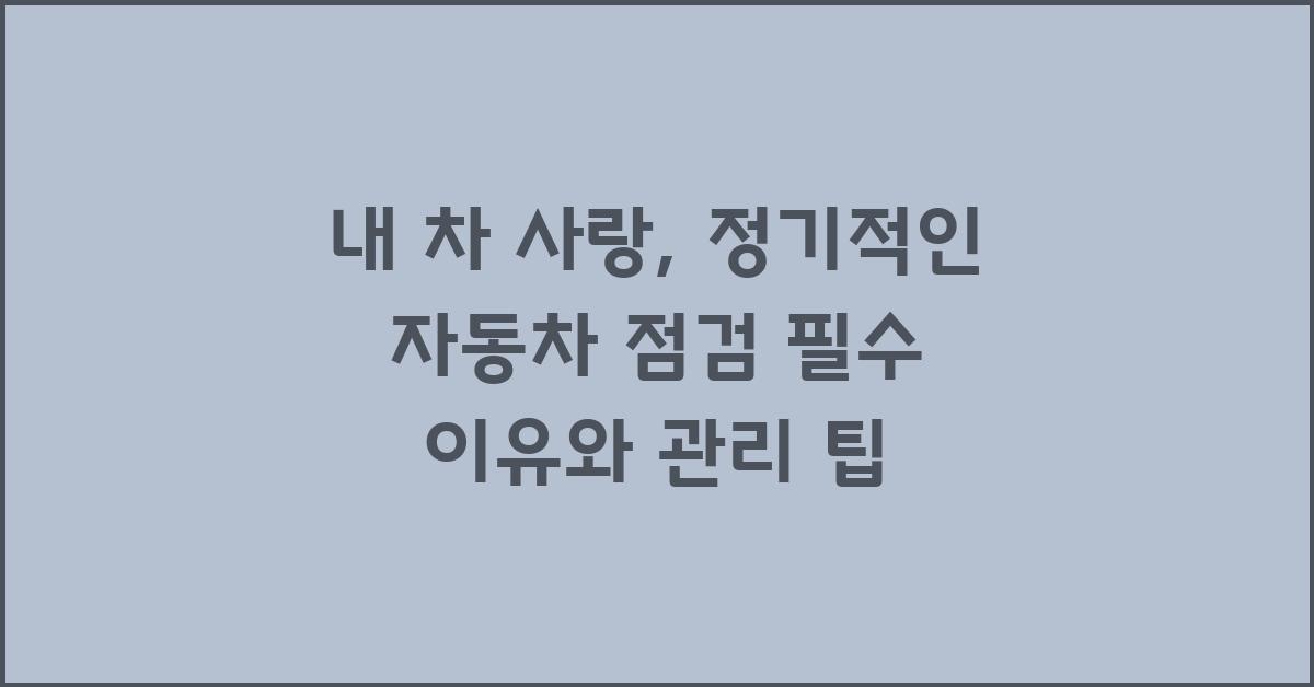 내 차 사랑, 정기적인 자동차 점검