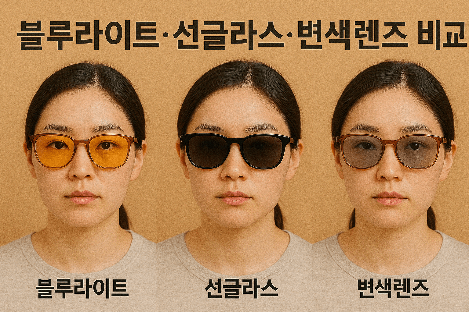 블루라이트·선글라스·변색렌즈 비교 이미지