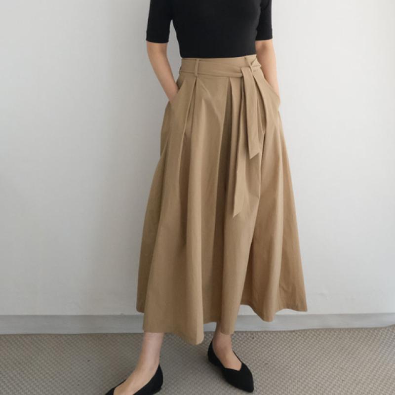 뉴컬러 추가/프라다원단 핀턱 밴딩 9부 주름 와이드 큐롯 롱 치마 바지