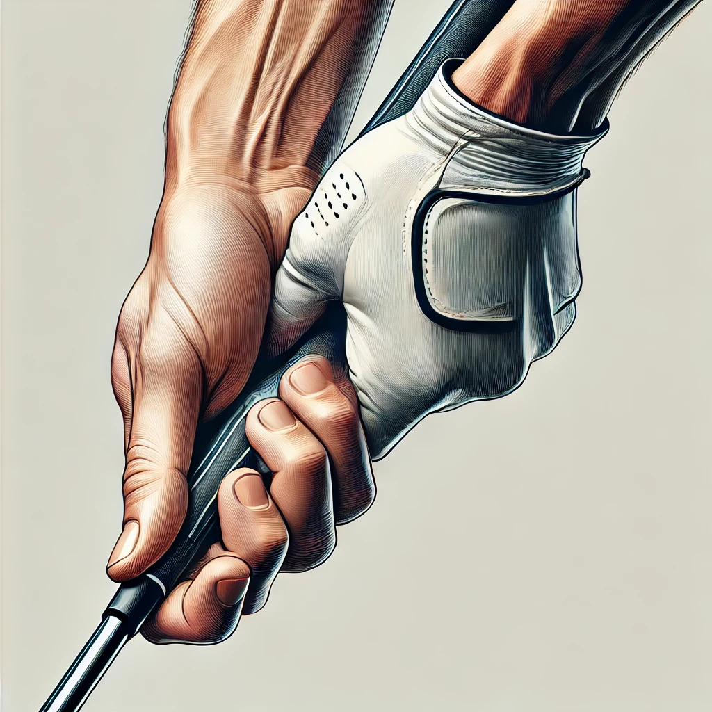 스윙전 올바른 그립 법을 보여주고 있다