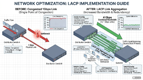 트래픽 병목 현상 LACP(Link Aggregation)로 대역폭 참고 이미지