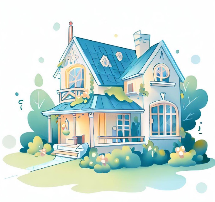 새롭게 페인트 칠을 한 예쁜 집