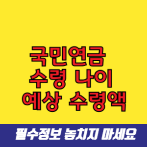 국민연금 수령 나이 예상 수령액