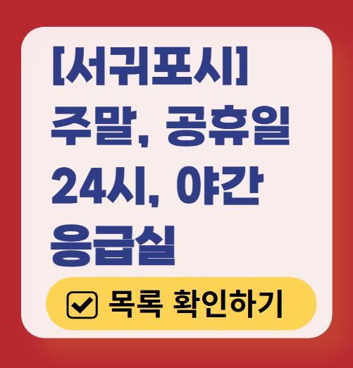 서귀포시 응급실 운영 병원 리스트 ❘ 주말, 토요일, 일요일, 공휴일 응급의학과 ❘ 24시 야간 응급진료 가능한 곳