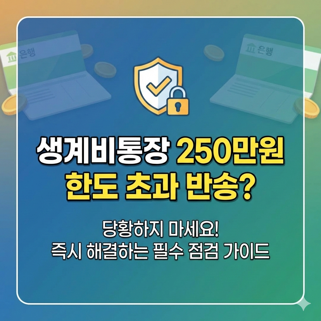 생계비통장 입금 한도 250만원 초과 반송? 해결 방법과 필수 점검 가이드
