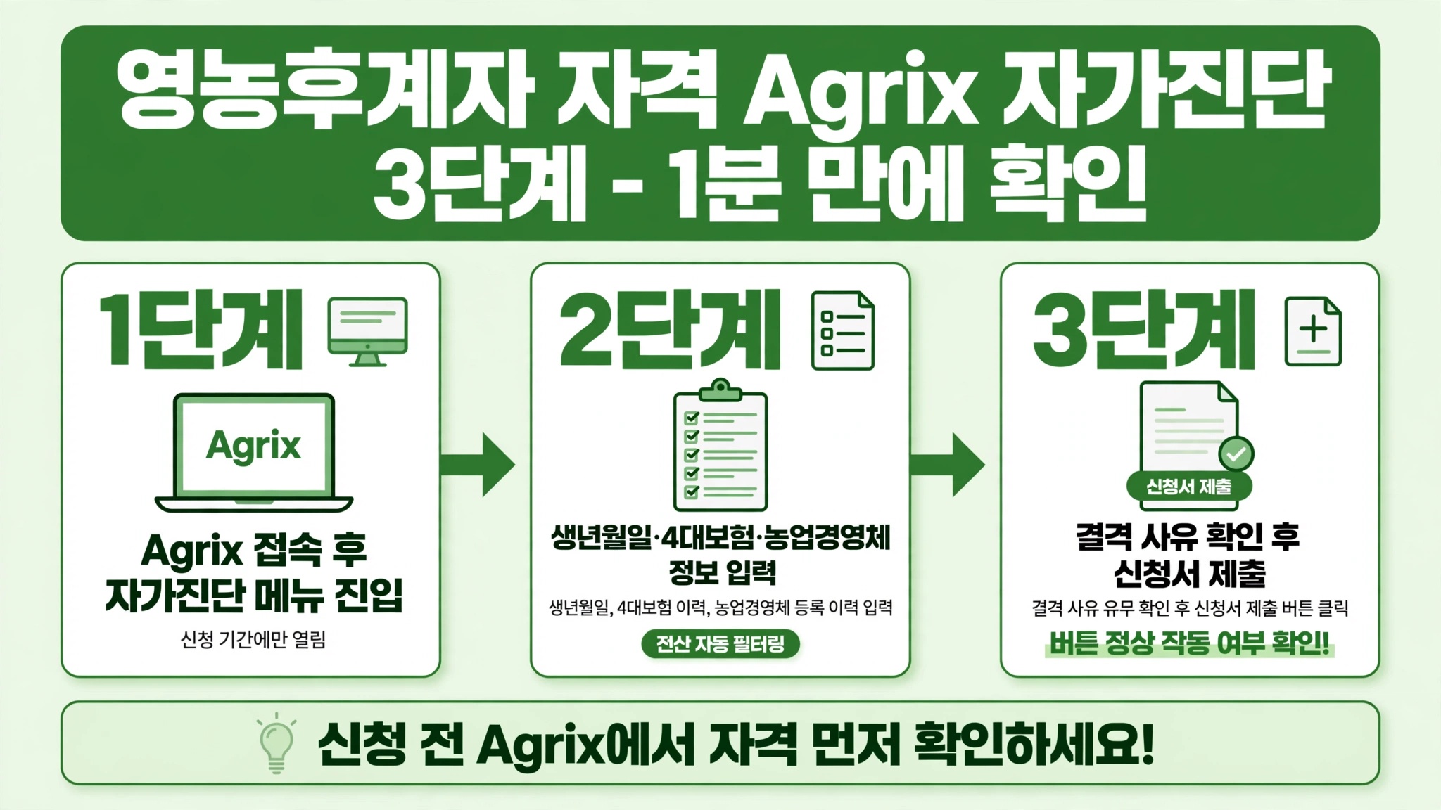 영농후계자 자격 Agrix 자가진단 3단계 1분 만에 결격 사유 확인 방법