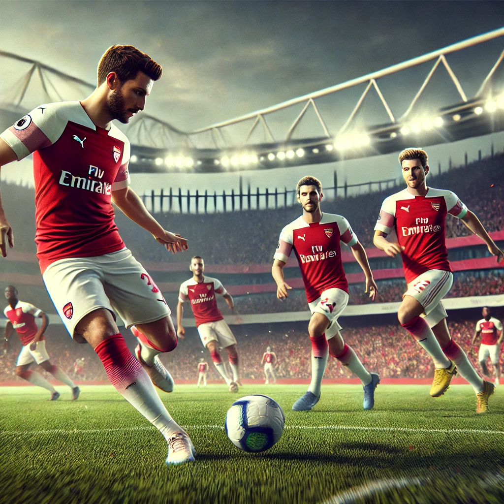 아스널 미드필더들이 패스를 주고받는 모습