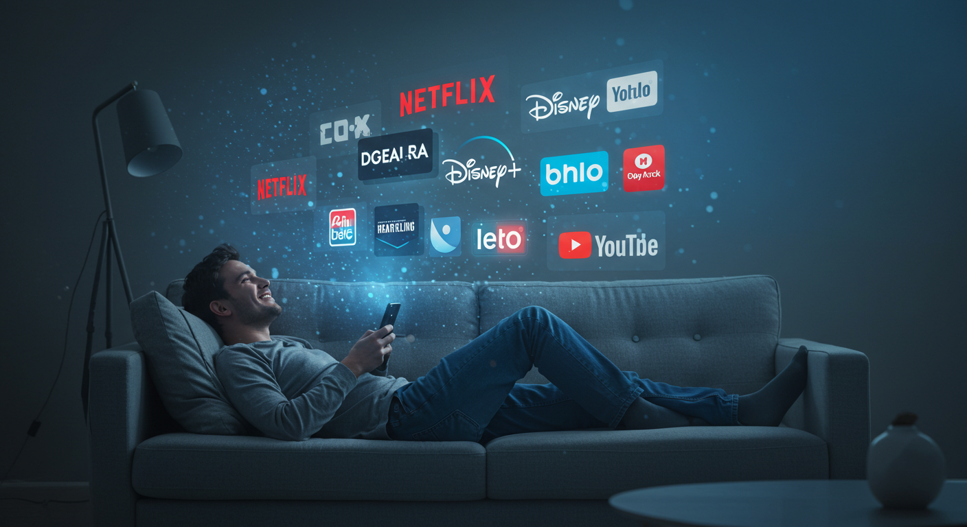 ott 통합검색을 하며 영화를 어디서 볼지 고르고 있는 사람의 모습