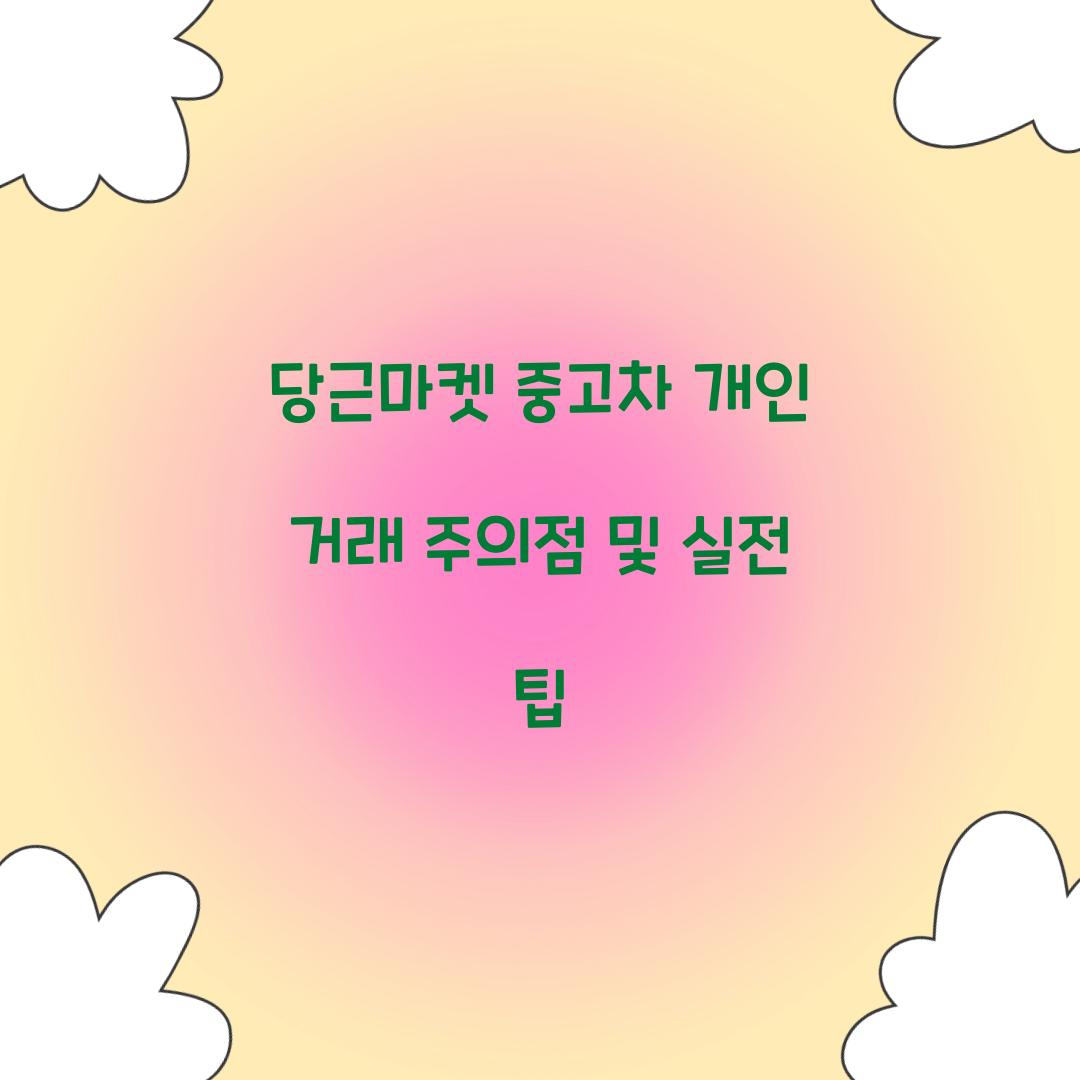 당근마켓 중고차 개인 거래