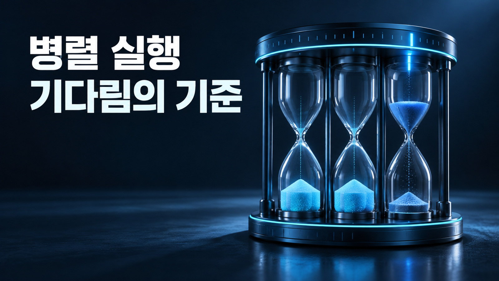 서로 다른 속도로 흐르는 모래시계와 병렬 실행 기다림의 기준 제목