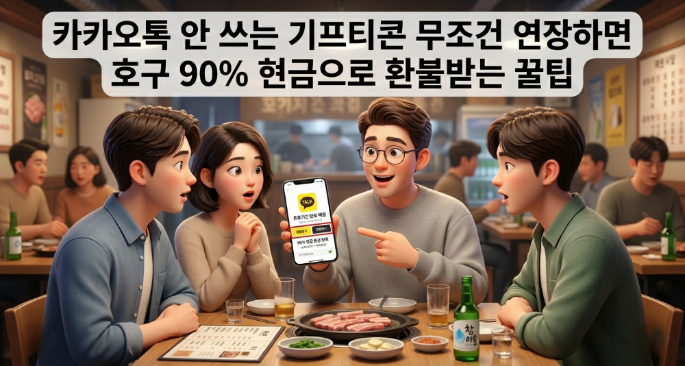오래된 기프티콘 90%환급 설명중인 연출 이미지