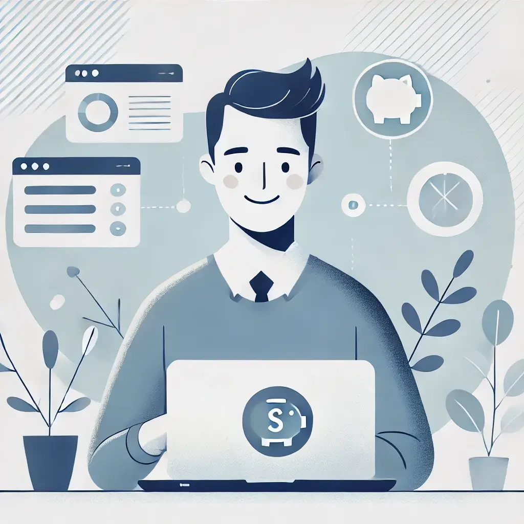 로보 어드바이저로 도움받는 남성의 모습