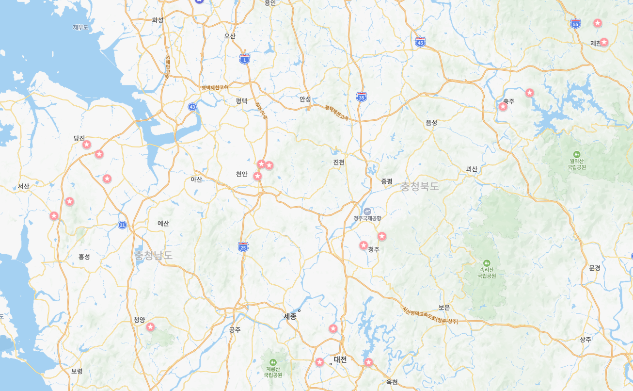 충청도 벚꽃명소 지도